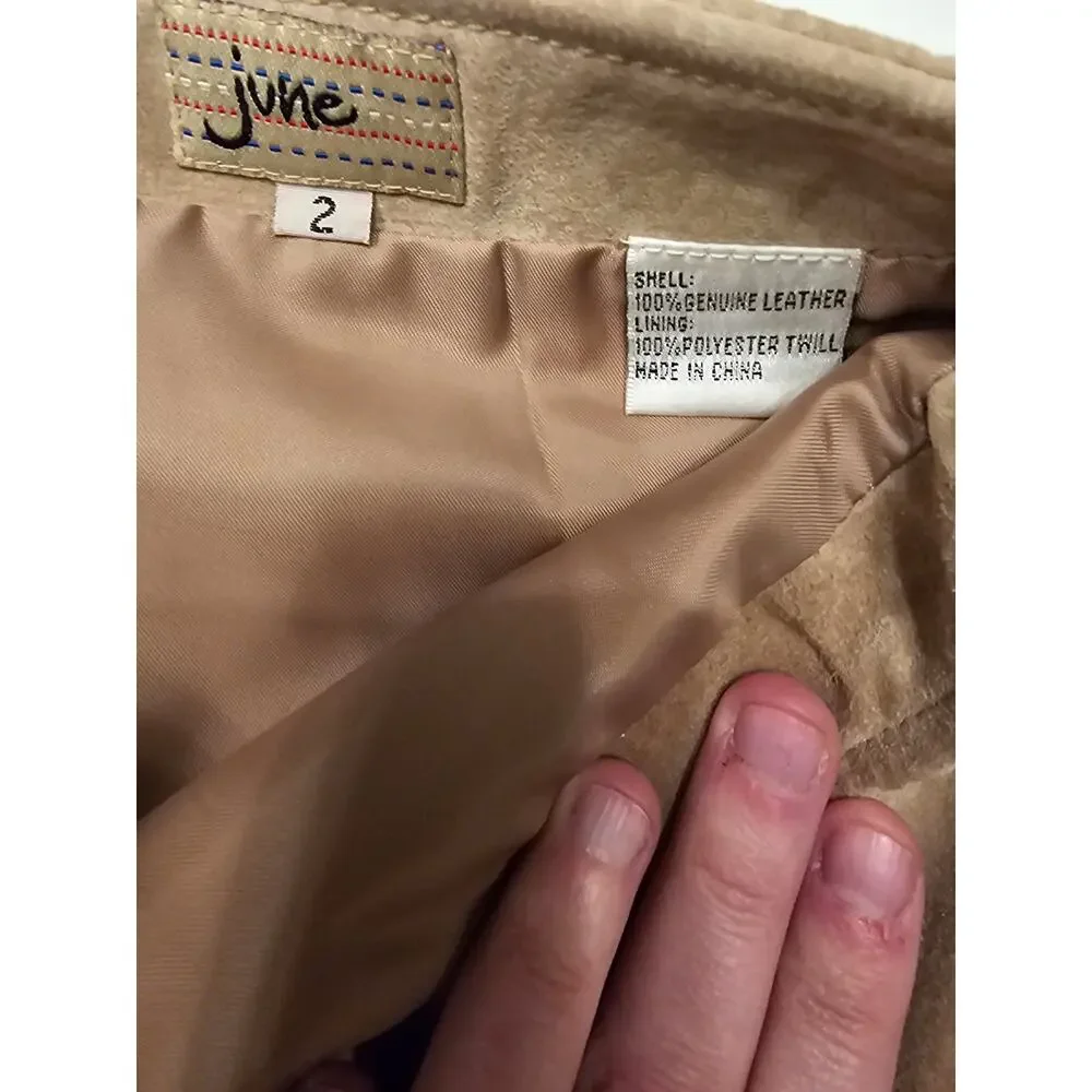 Anthropologie June Genuine Leather A-Line Skirt – Tan | Boho Chic | Luxe Neutral